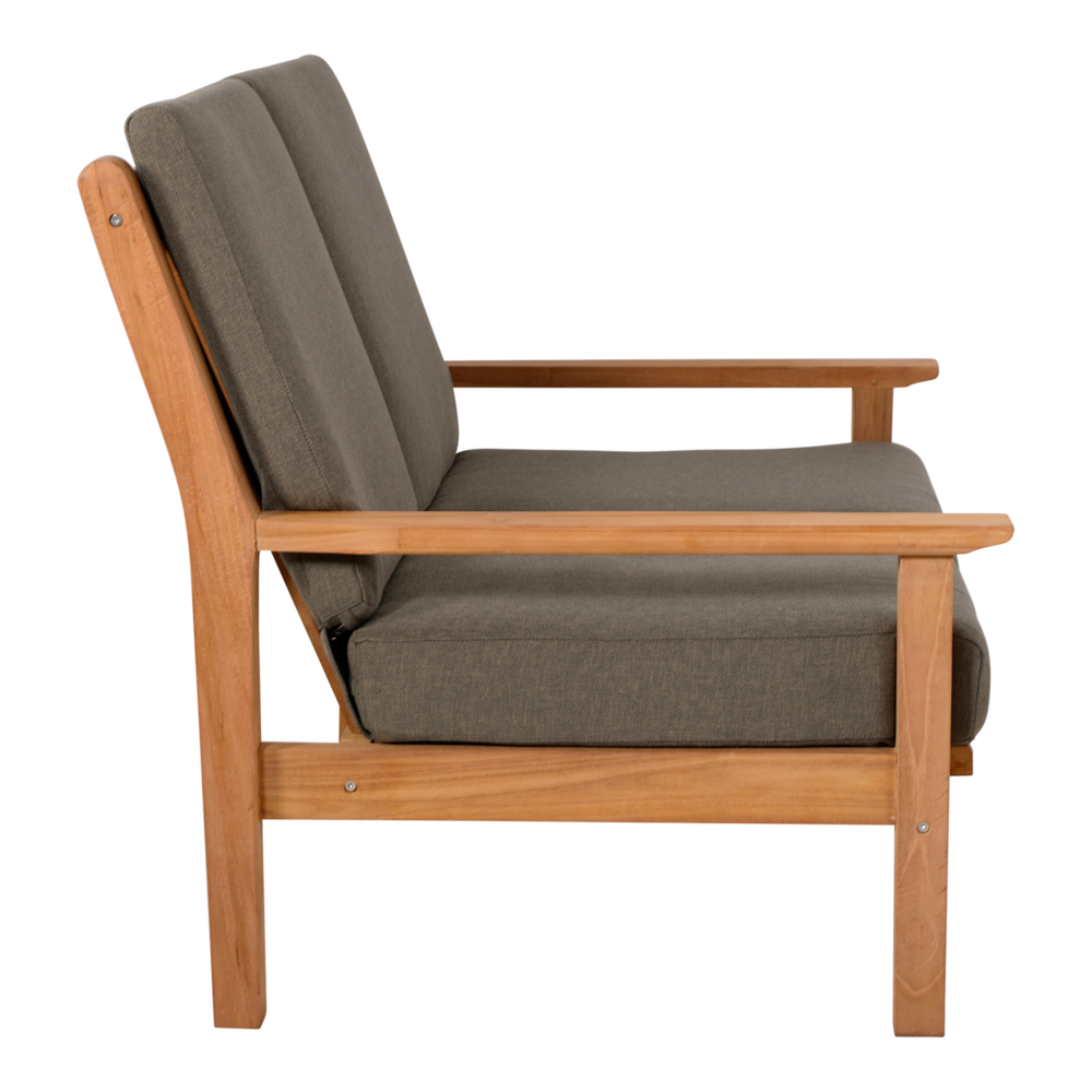 Outdoor Living - Loungebank teak 124cm, incl. kussen