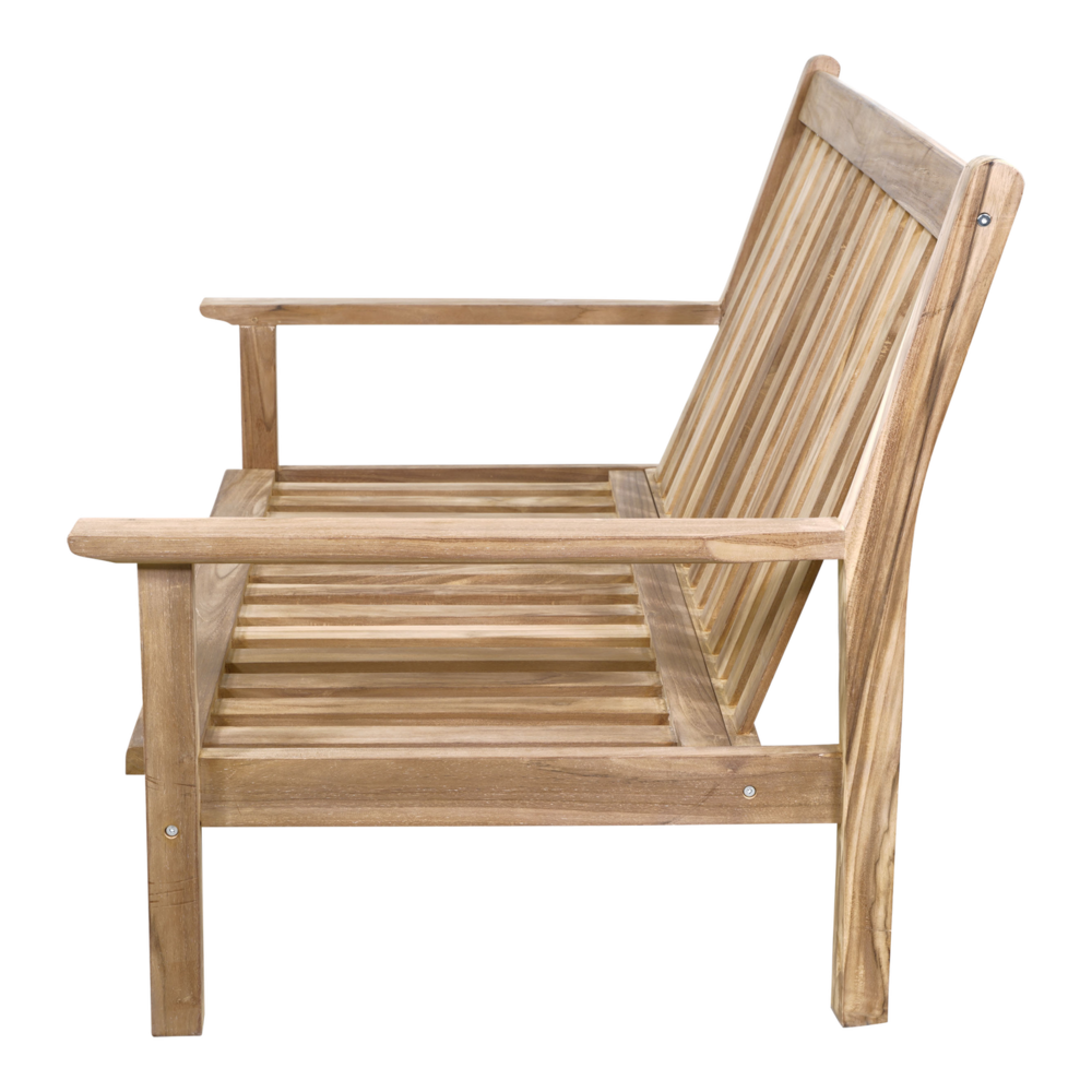 Outdoor Living - Loungebank teak 124cm, incl. kussen