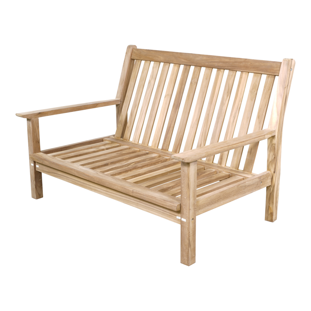 Outdoor Living - Loungebank teak 124cm, incl. kussen
