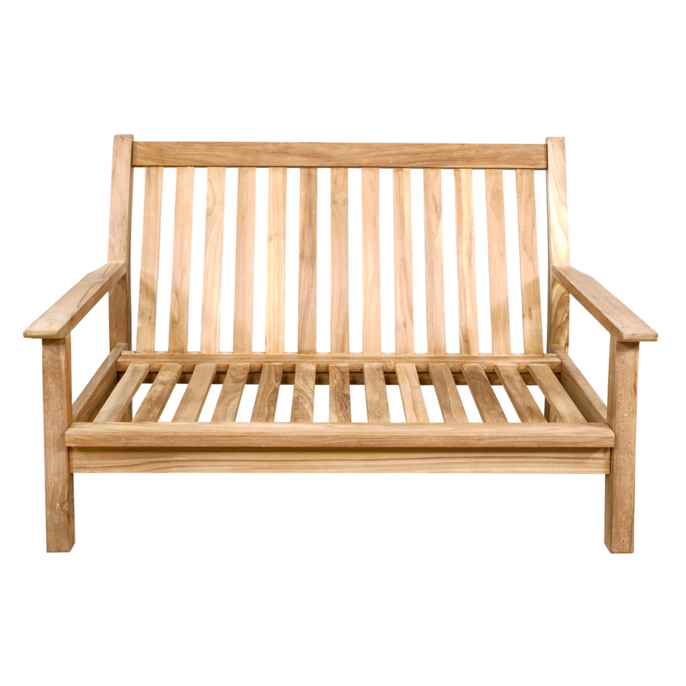 Outdoor Living - Loungebank teak 124cm, incl. kussen