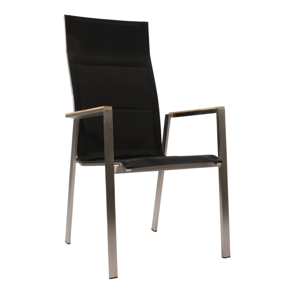 Outdoor Living - Stapelstoel hoge rug Marmaris RVS zwart