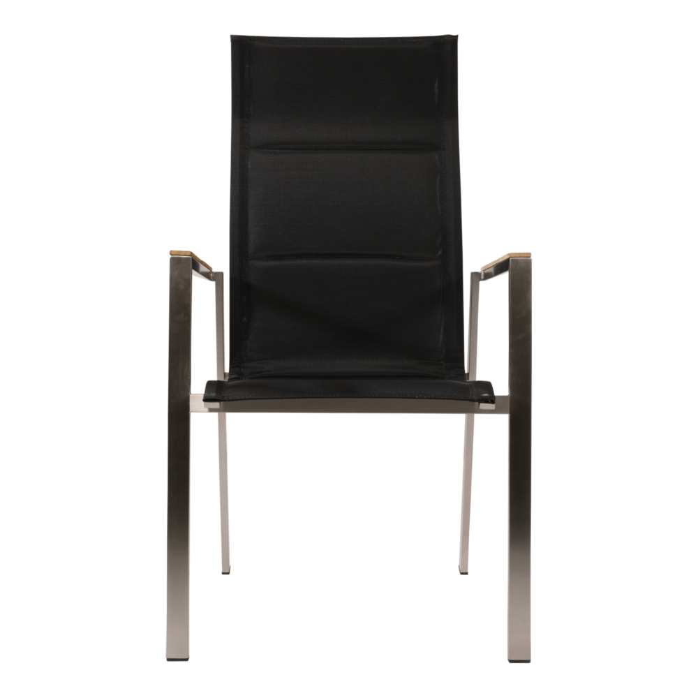 Outdoor Living - Stapelstoel hoge rug Marmaris RVS zwart