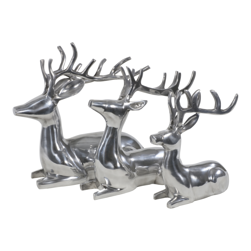 Outdoor Living - Beeld liggend Hert alu 18x13x23cm