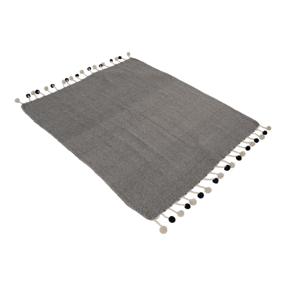 Outdoor Living - Plaid Pompon black, 125x150cm