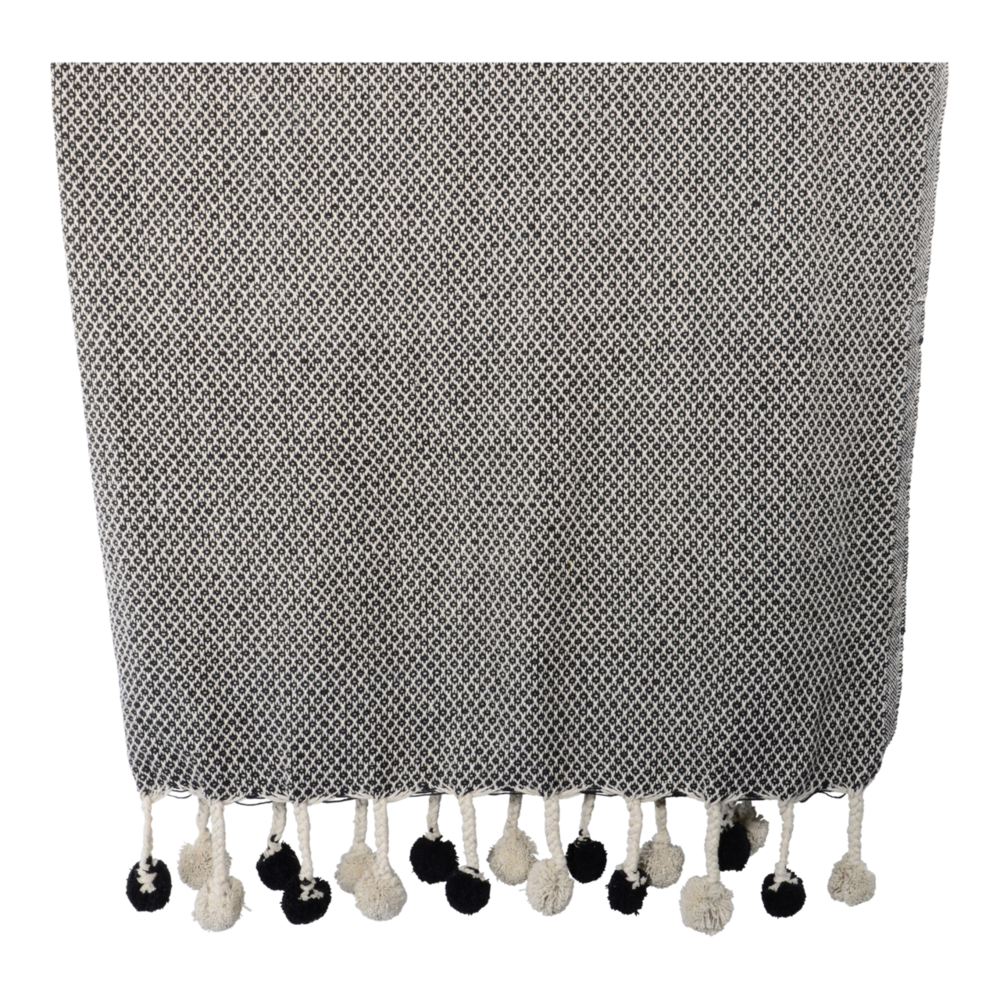 Outdoor Living - Plaid Pompon black, 125x150cm