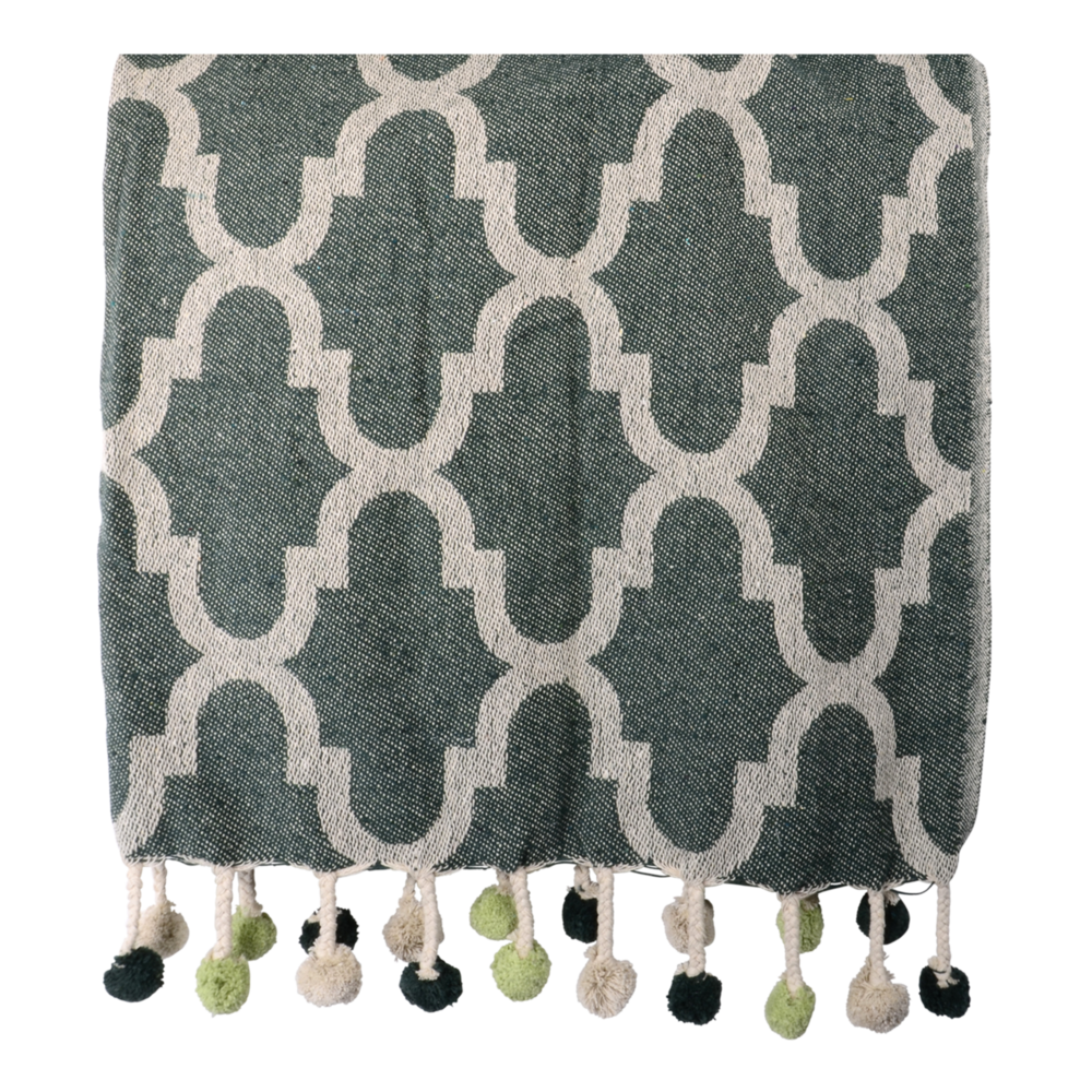 Outdoor Living - Plaid Pompon green, 125x150cm