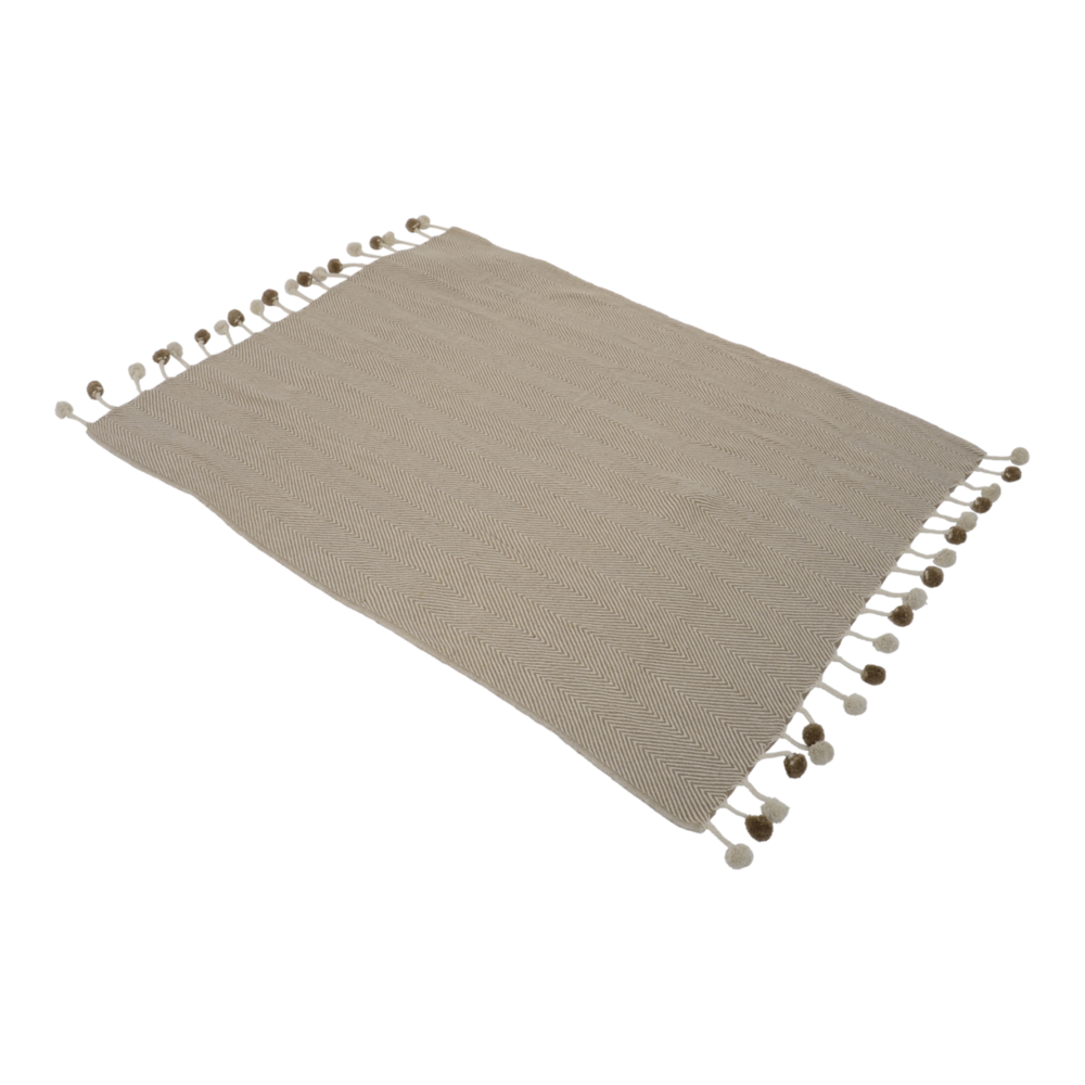Outdoor Living - Plaid Pompon brown, 125x150cm