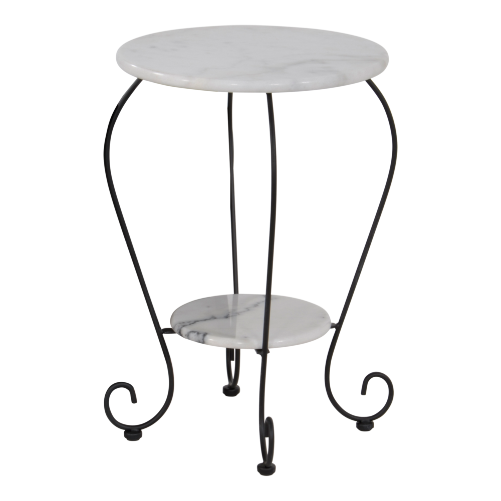 Outdoor Living - Bijzettafel marmer wit &Oslash;25 - &Oslash;41cm