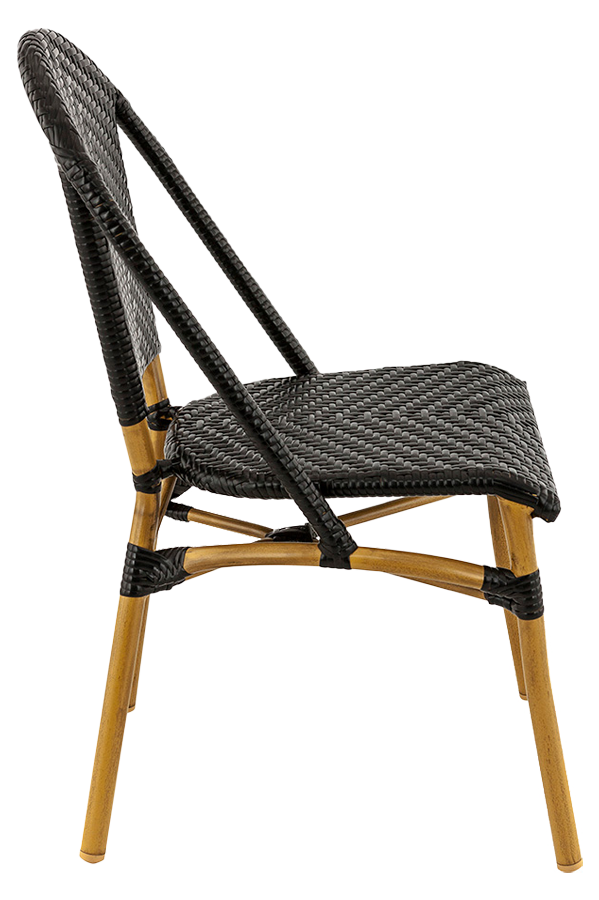Maysun Gastro - Terrasstoel SORBONNE - Aluminium Frame Bamboe Look - Wicker - Zwart