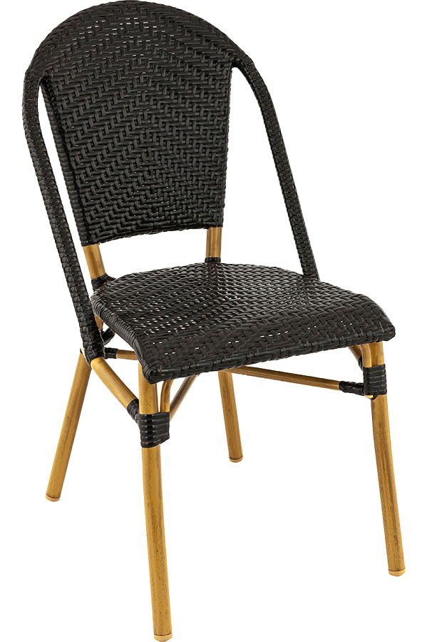 Maysun Gastro - Terrasstoel SORBONNE - Aluminium Frame Bamboe Look - Wicker - Zwart