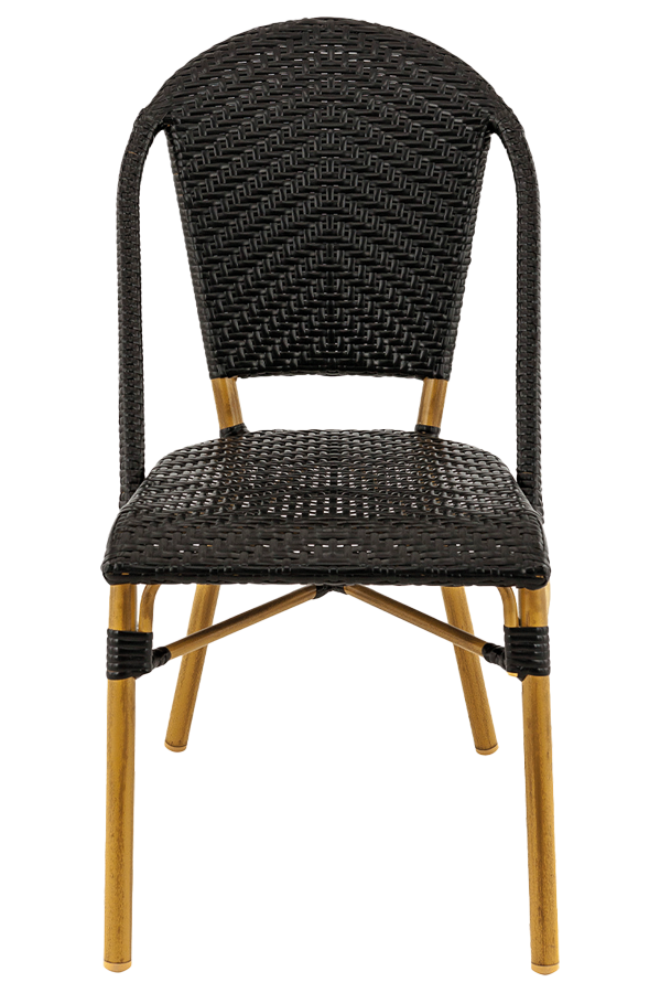 Maysun Gastro - Terrasstoel SORBONNE - Aluminium Frame Bamboe Look - Wicker - Zwart
