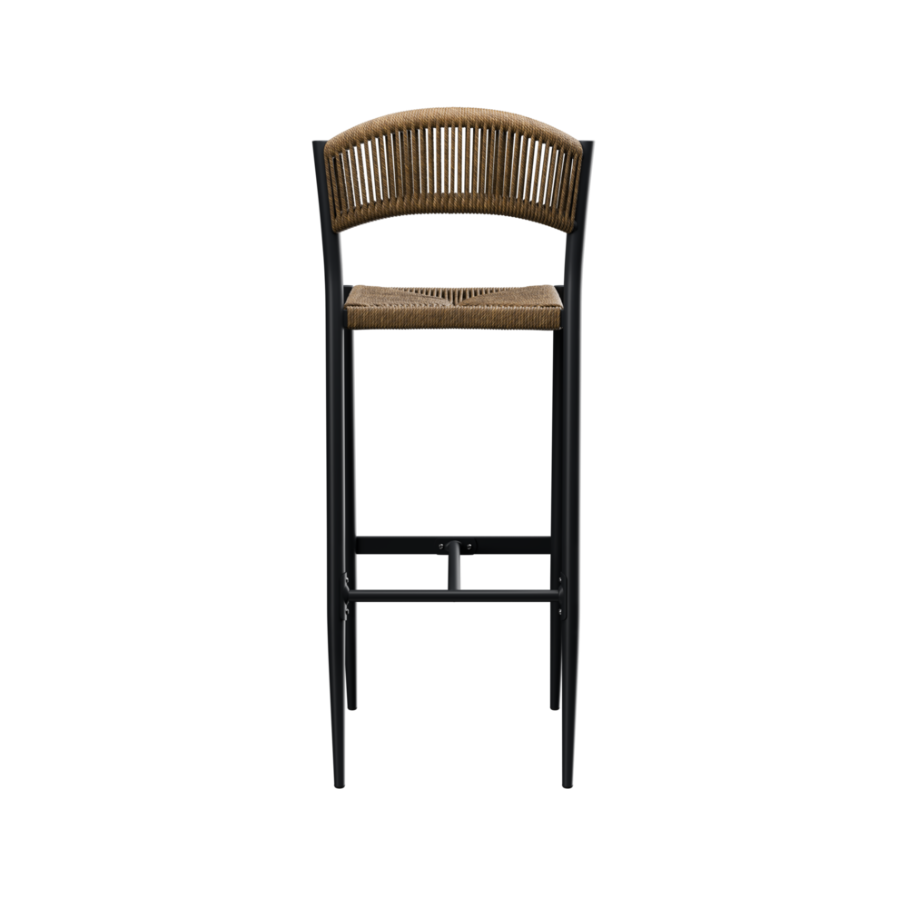 Maysun Gastro - Barkruk BREDA - Aluminium Frame Antraciet - Wicker - Naturel