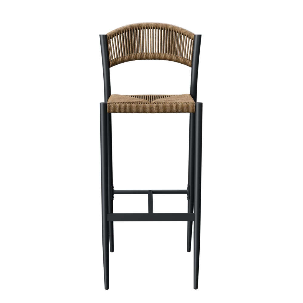 Maysun Gastro - Barkruk BREDA - Aluminium Frame Antraciet - Wicker - Naturel
