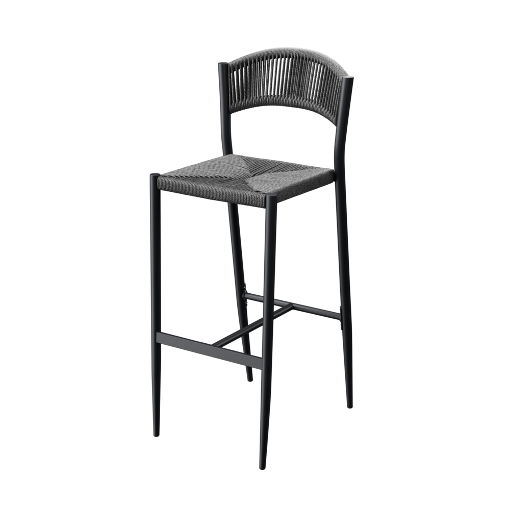 Maysun Gastro - Barkruk BREDA - Aluminium Frame Antraciet - Wicker - Antraciet