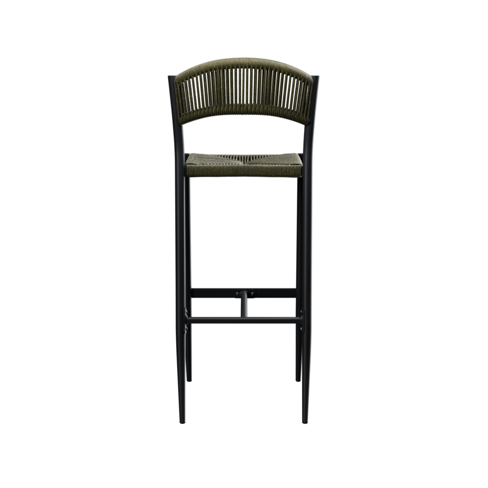 Maysun Gastro - Barkruk BREDA - Aluminium Frame Antraciet - Wicker - Olijf