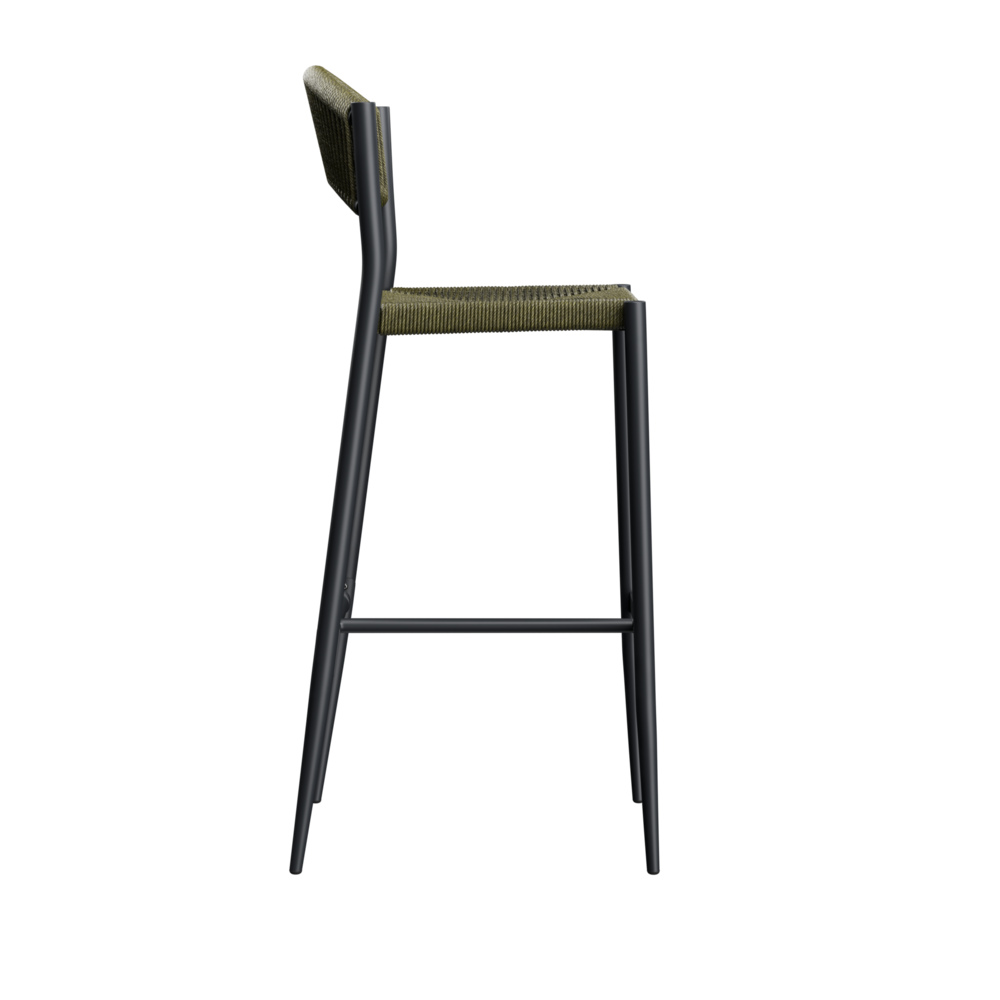 Maysun Gastro - Barkruk BREDA - Aluminium Frame Antraciet - Wicker - Olijf