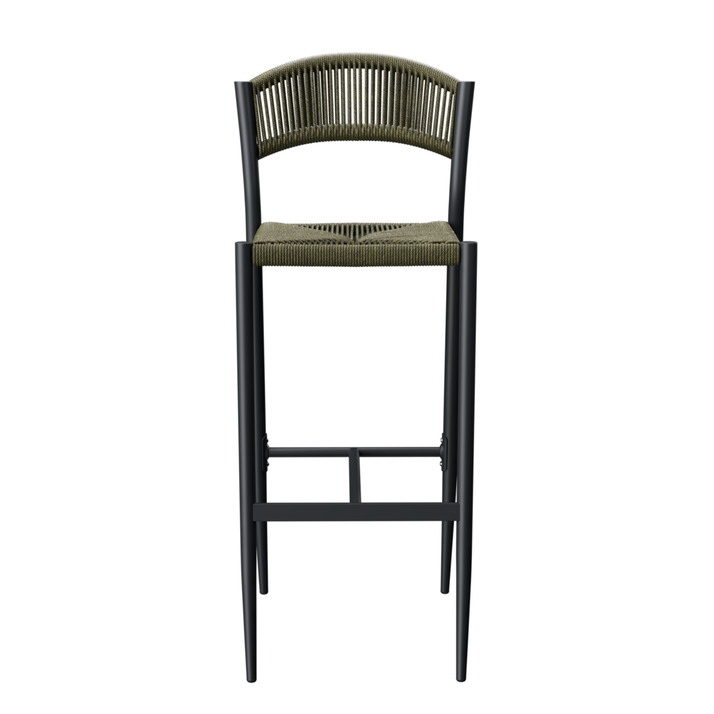 Maysun Gastro - Barkruk BREDA - Aluminium Frame Antraciet - Wicker - Olijf