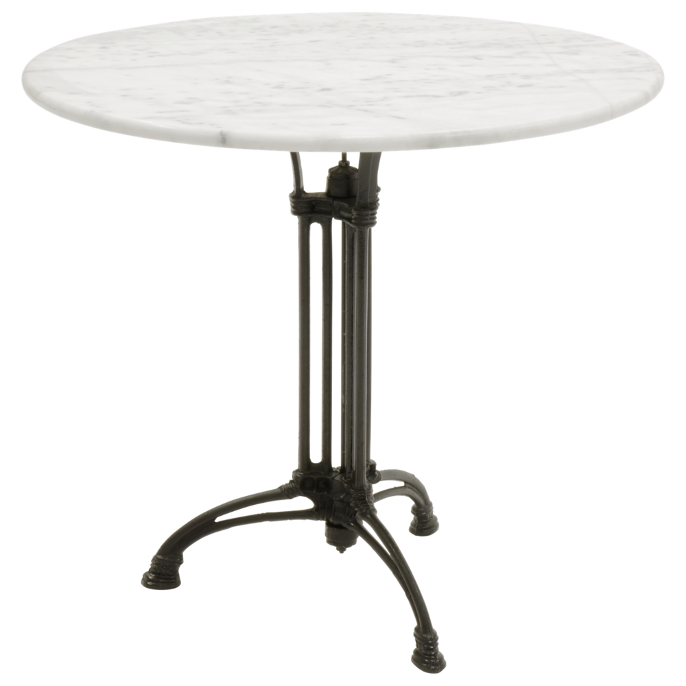 Outdoor Living - Bistrotafel gietijzer met rond marmer blad &Oslash;80 x 73 cm