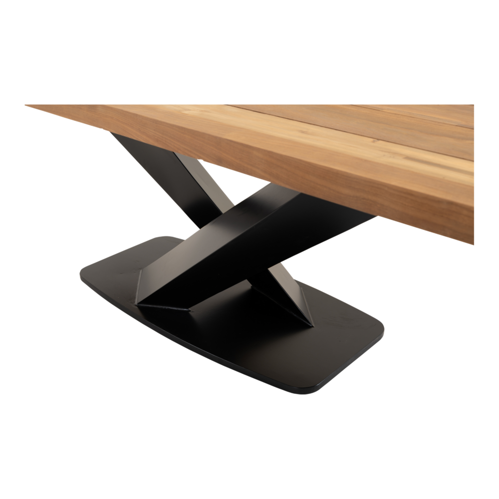 Outdoor Living - Tafel Taranto recycled teak met zwart stalen poot 240x100cm
