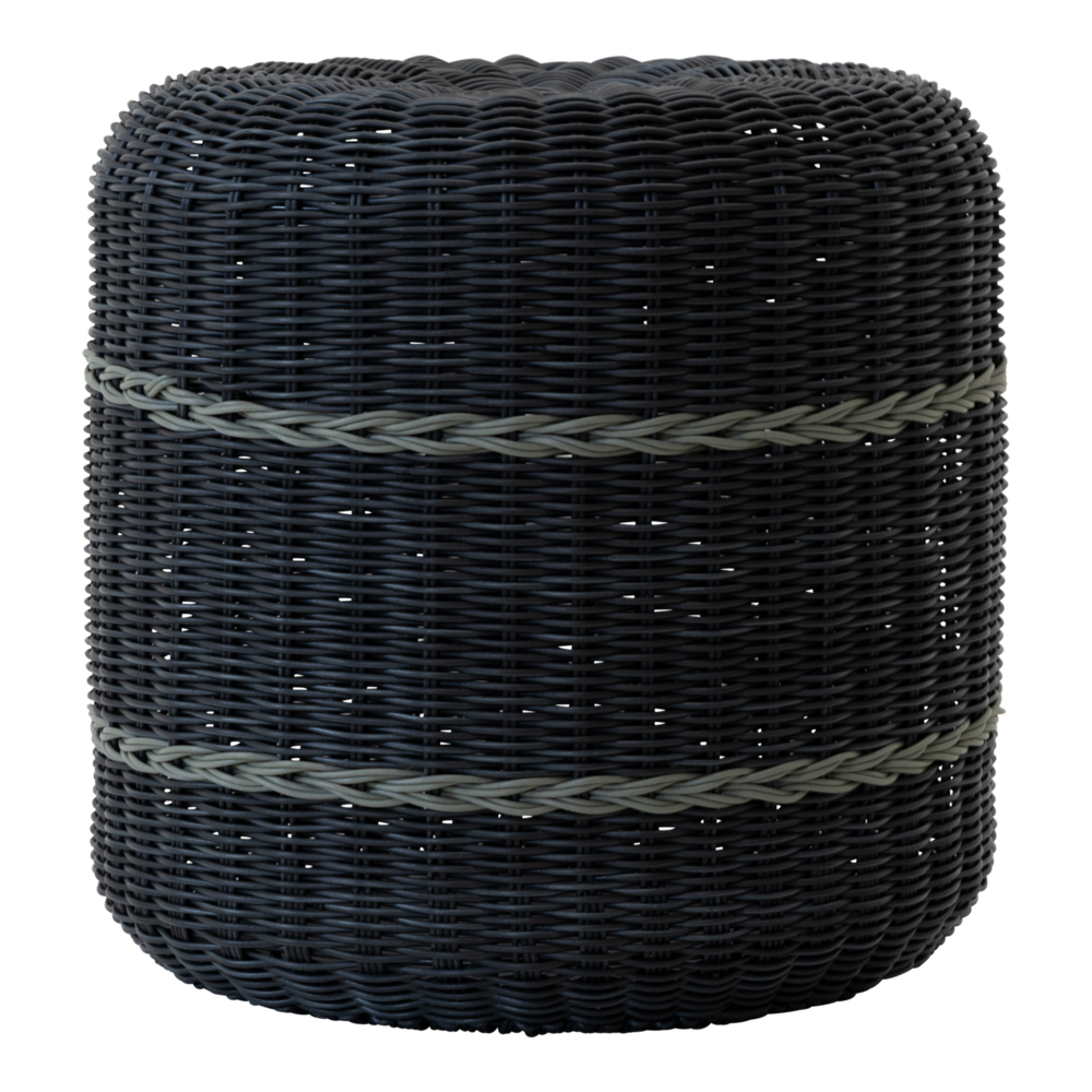 Outdoor Living - Poef Saigon wicker zwart &oslash;41x40cm