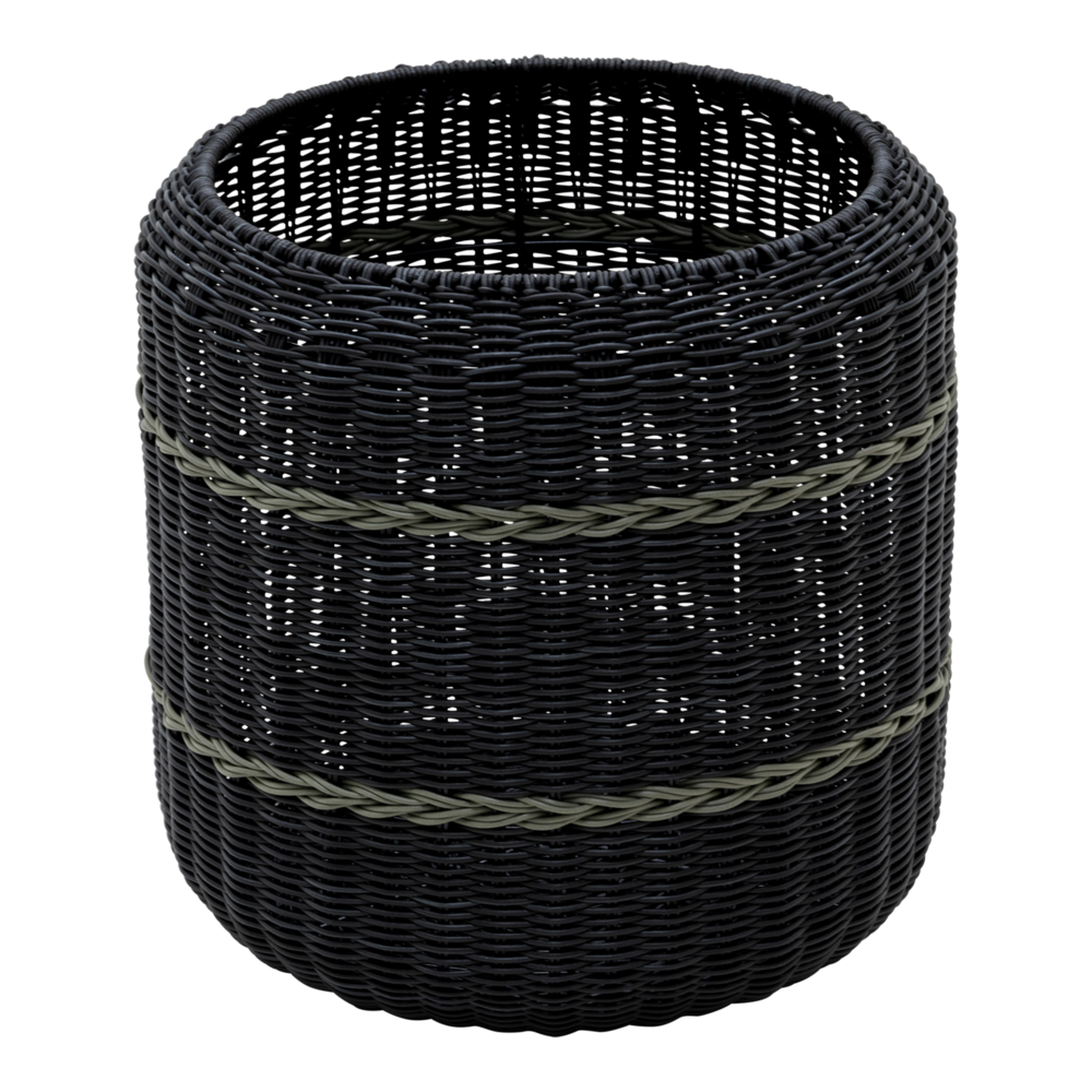 Outdoor Living - Poef Saigon wicker zwart &oslash;41x40cm