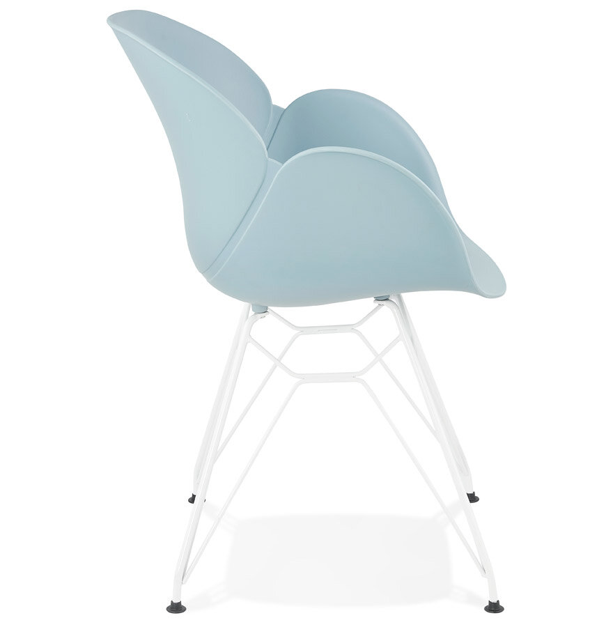 Moderne stoel &#039;FIDJI&#039; blauw met wit metalen voeten