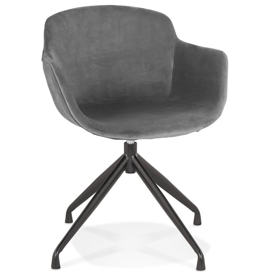 Design stoel met armleuningen &#039;GRAPIN&#039; van grijs velours