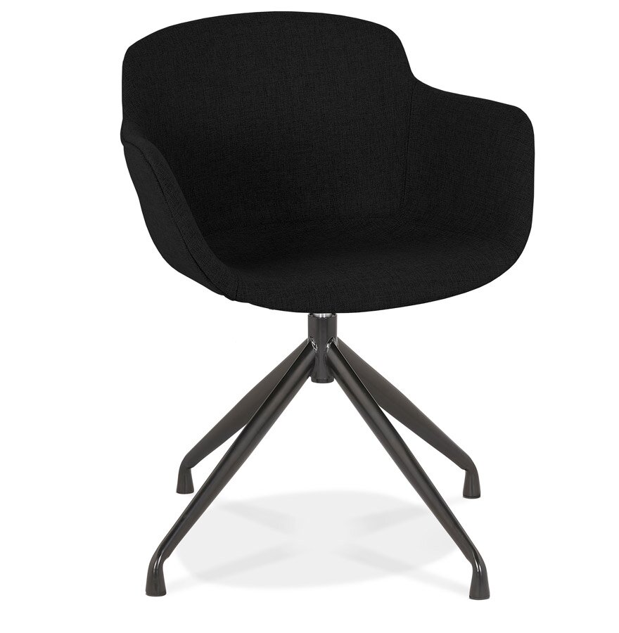 Design stoel met armleuningen &#039;SWAN&#039; van zwarte stof