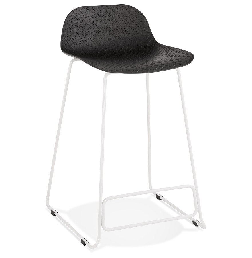 Halfhoge kruk &#039;BABYLOS MINI&#039; zwart met wit metalen voeten