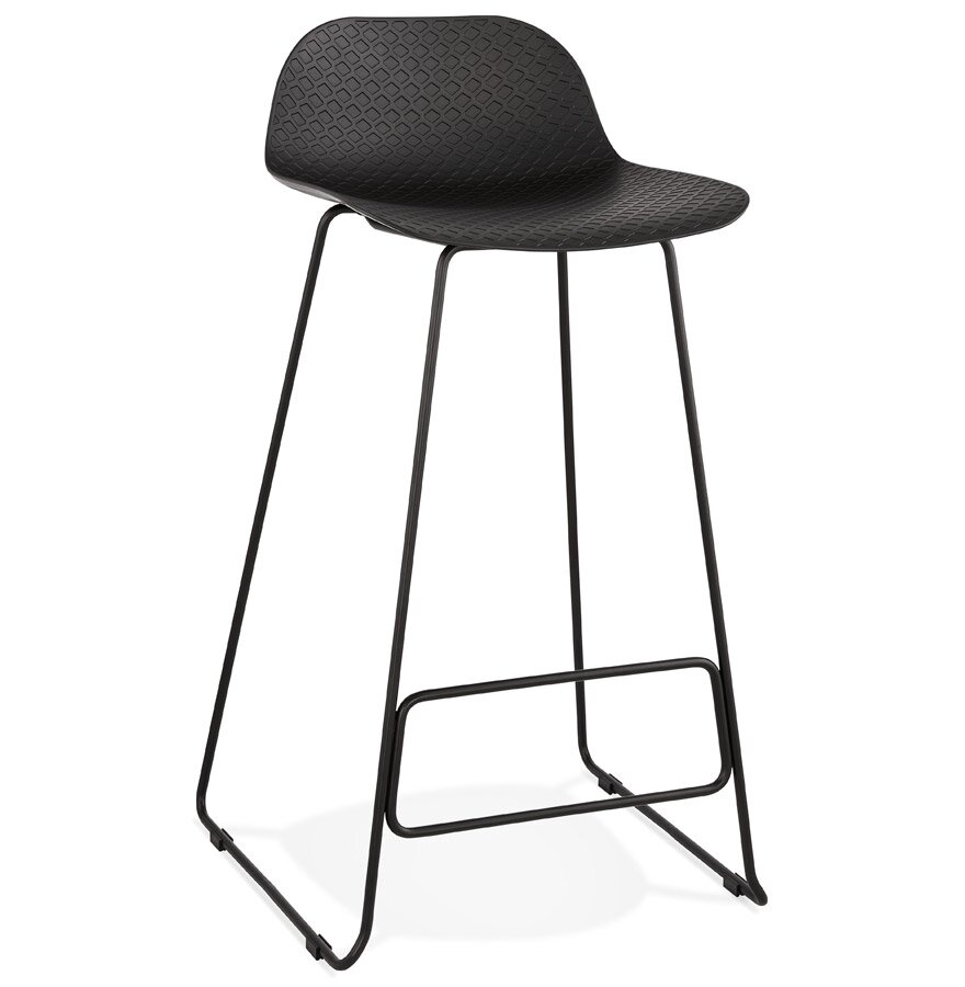 Design barkruk &#039;BABYLOS&#039; zwart industri&euml;le stijl met zwart metalen voeten
