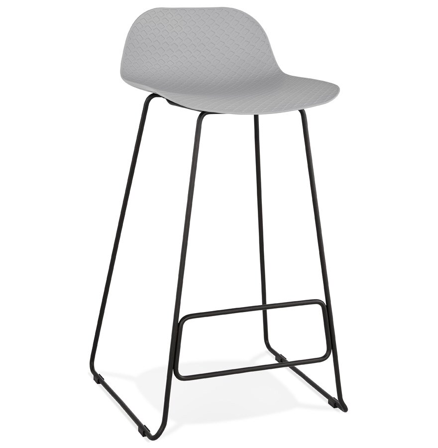 Design barkruk &#039;BABYLOS&#039; grijs industri&euml;le stijl met zwart metalen voeten