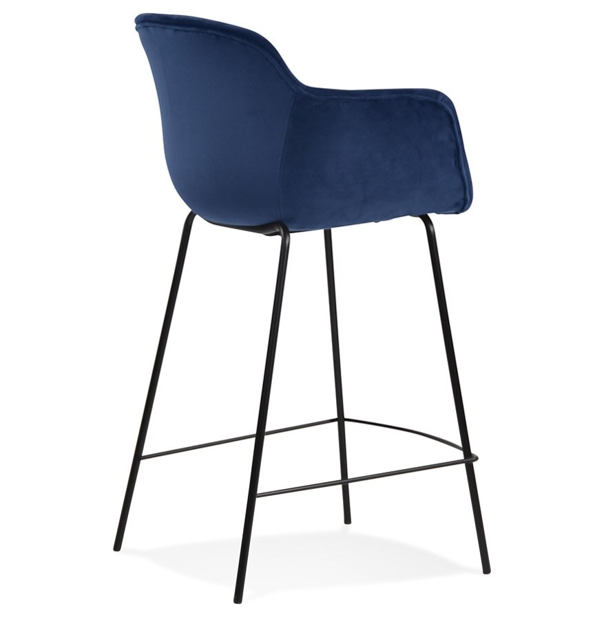 Halfhoge barkruk &#039;LARISSA MINI&#039; van blauw velours