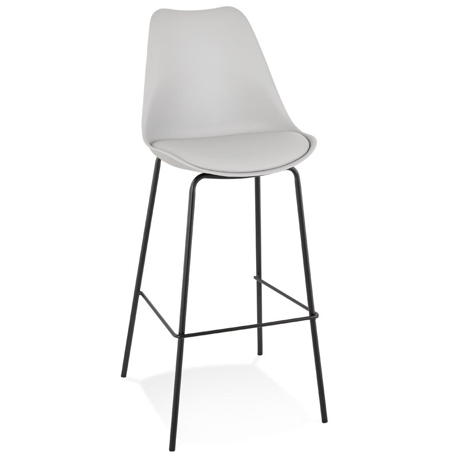 Grijze design barkruk &#039;LEMON&#039; met zwarte metalen poot