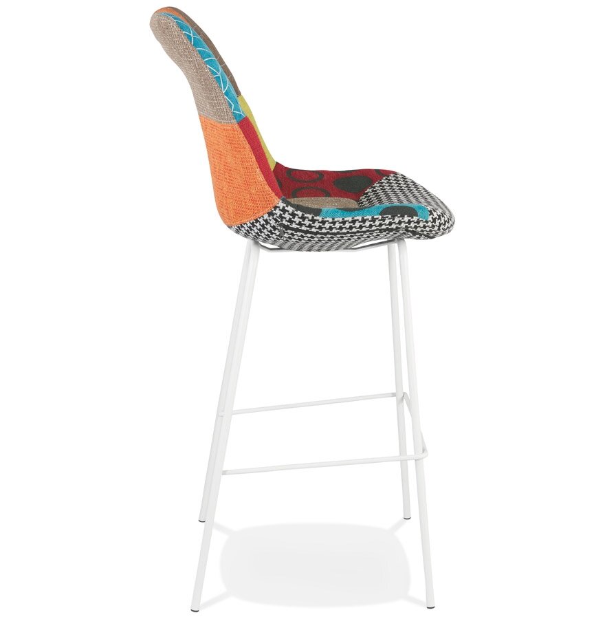 Barkruk &#039;CAPSUL&#039; patchwork-stijl met witte metalen poten