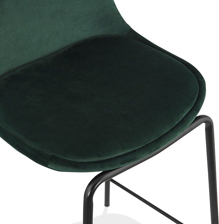 Halfhoge kruk &#039;FENTON MINI&#039; van groen velours met zwarte metalen poten