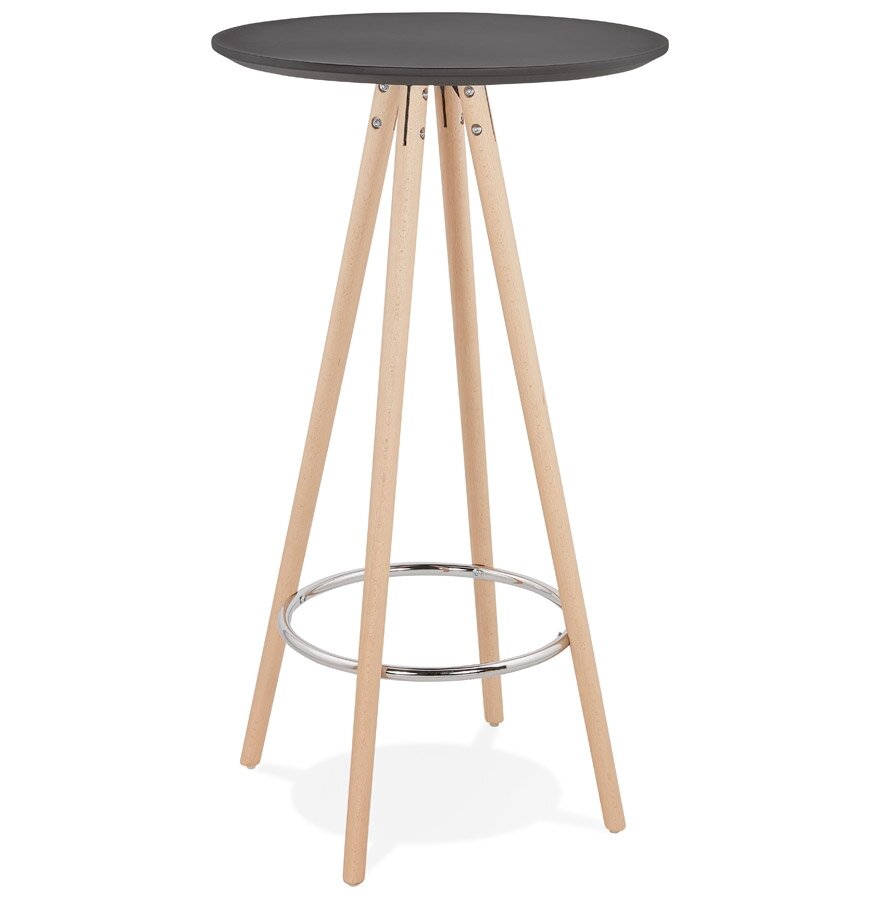 Hoge tafel / Ronde statafel &#039;GALA&#039; in zwart hout en onderstel in natuurlijke afwerking