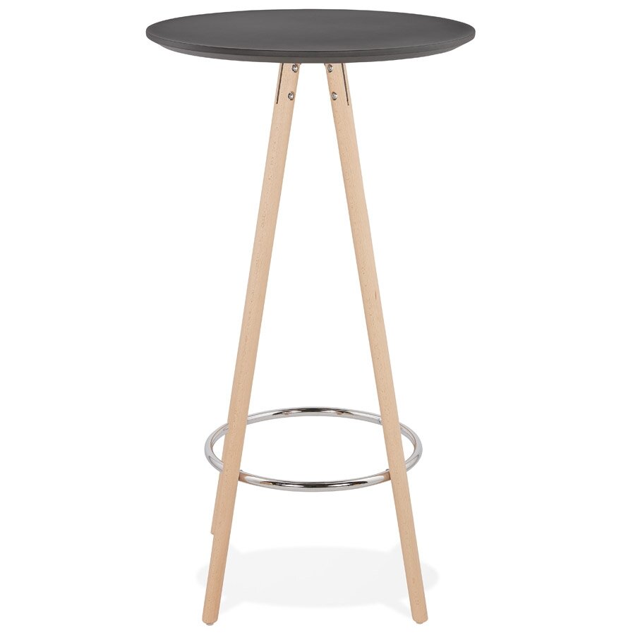 Hoge tafel / Ronde statafel &#039;GALA&#039; in zwart hout en onderstel in natuurlijke afwerking