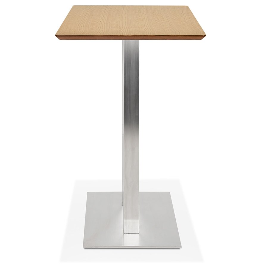 Hoge design tafel &#039;MAMBO BAR&#039; van natuurlijk afgewerkt hout met geborsteld metalen poot - 150x70 cm