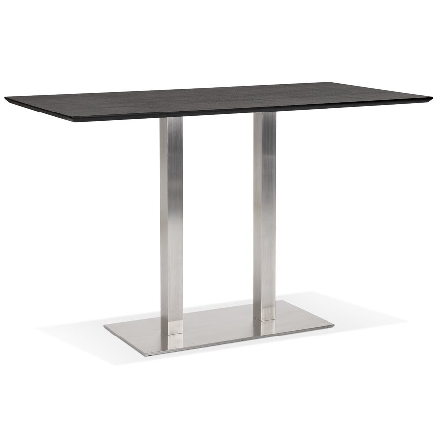 Zwarte hoge design tafel &#039;MAMBO BAR&#039; met geborsteld metalen poot - 180x90 cm