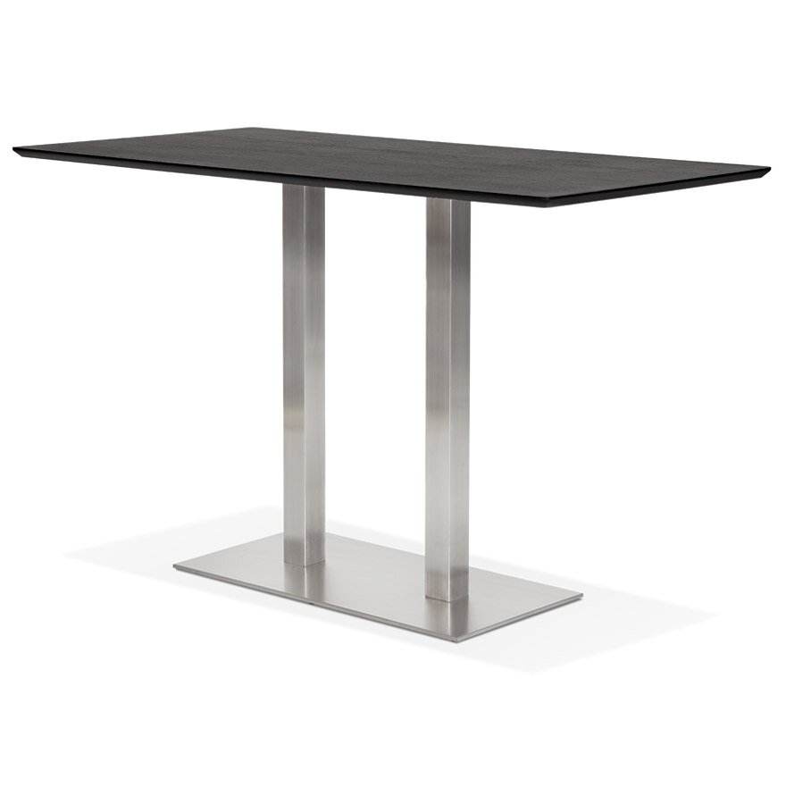 Zwarte hoge design tafel &#039;MAMBO BAR&#039; met geborsteld metalen poot - 180x90 cm