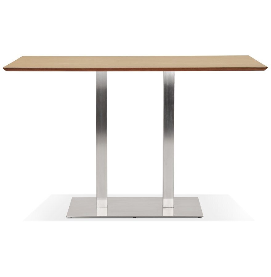 Hoge design tafel &#039;MAMBO BAR&#039; van natuurlijk afgewerkt hout met geborsteld metalen poot - 180x90 cm
