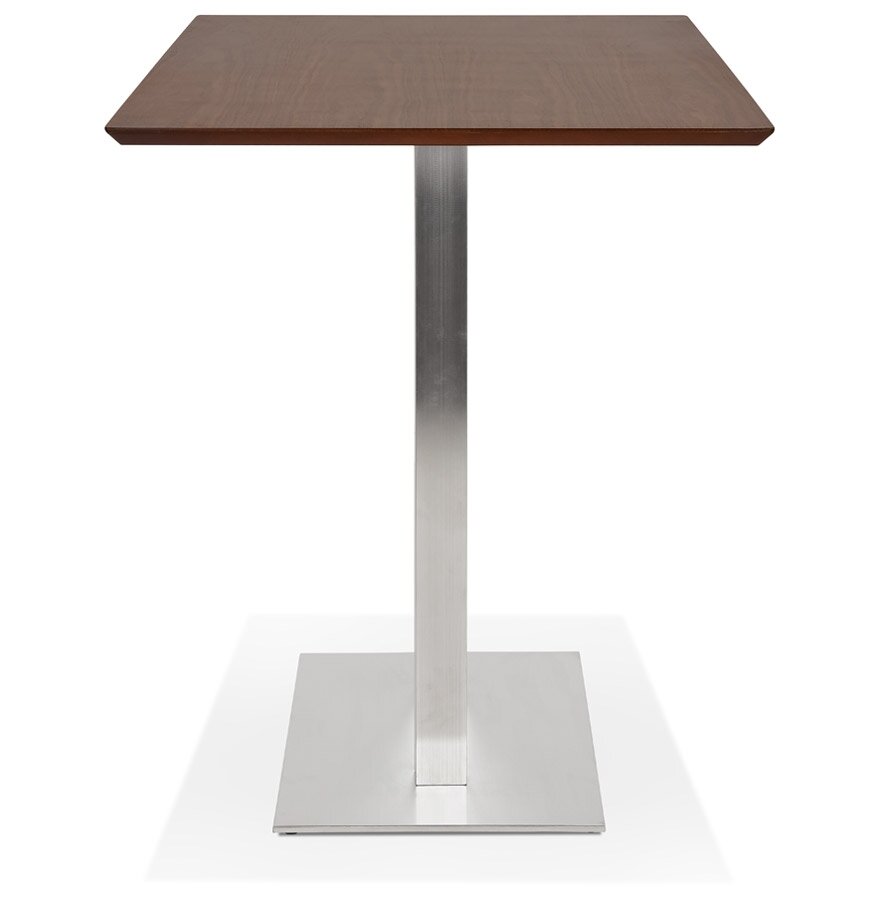 Hoge design tafel &#039;MAMBO BAR&#039; met notenhouten afwerking en geborsteld metalen poot - 180x90 cm