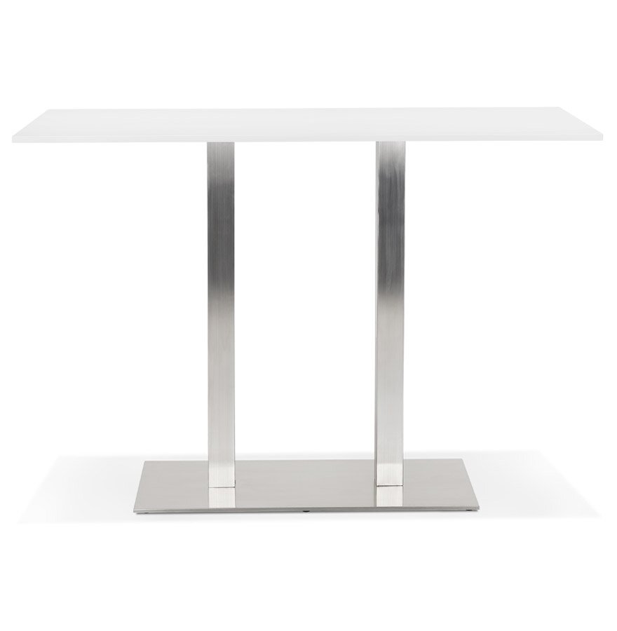 Witte design statafel &#039;DENVER BAR&#039; met geborsteld metalen poot - 160x80 cm