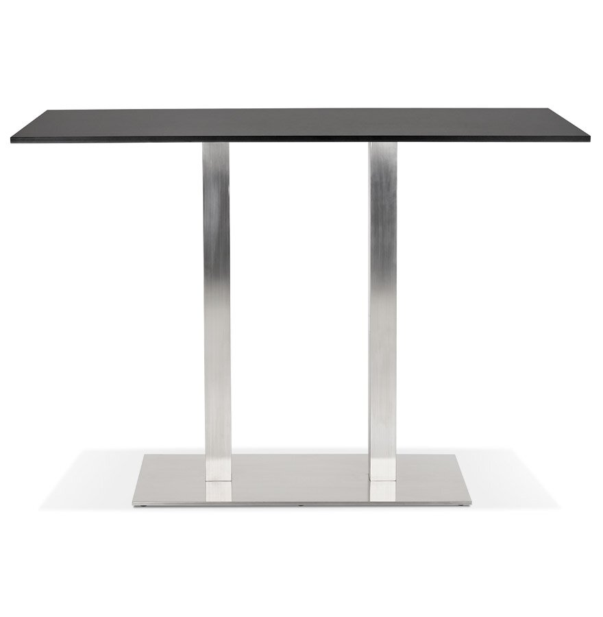 Zwarte design statafel &#039;DENVER BAR&#039; met geborsteld metalen poot - 160x80 cm