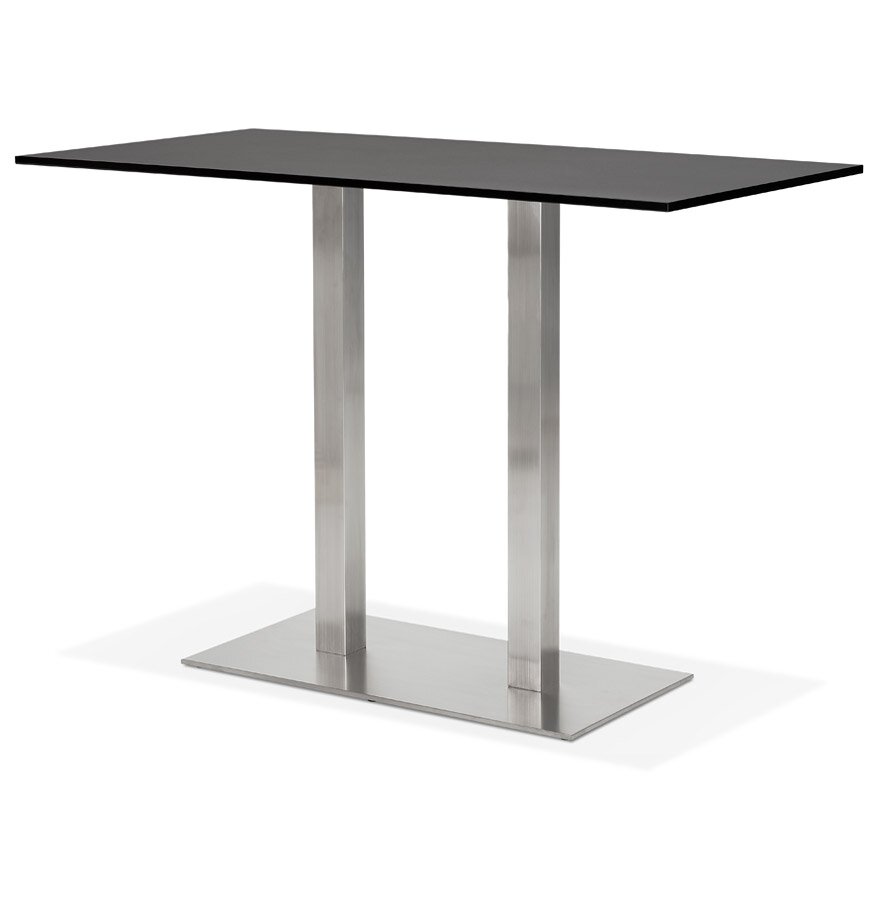 Zwarte design statafel &#039;DENVER BAR&#039; met geborsteld metalen poot - 160x80 cm