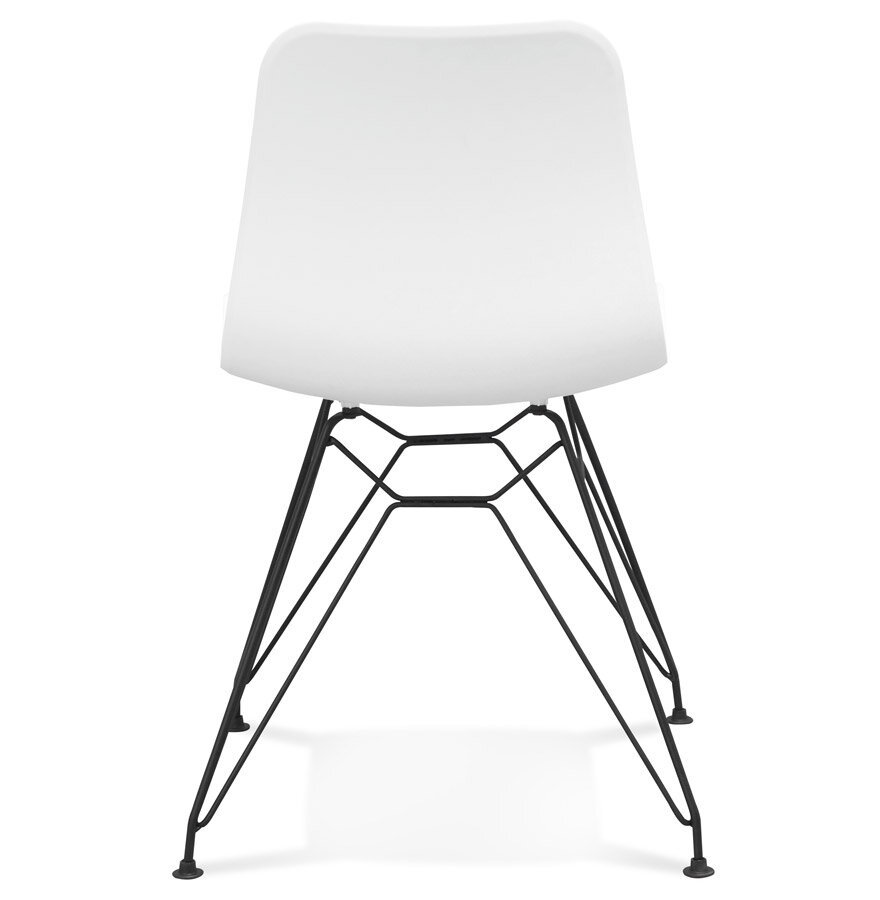 Design stoel &#039;GAUDY&#039; wit industri&euml;le stijl met zwart metalen voet