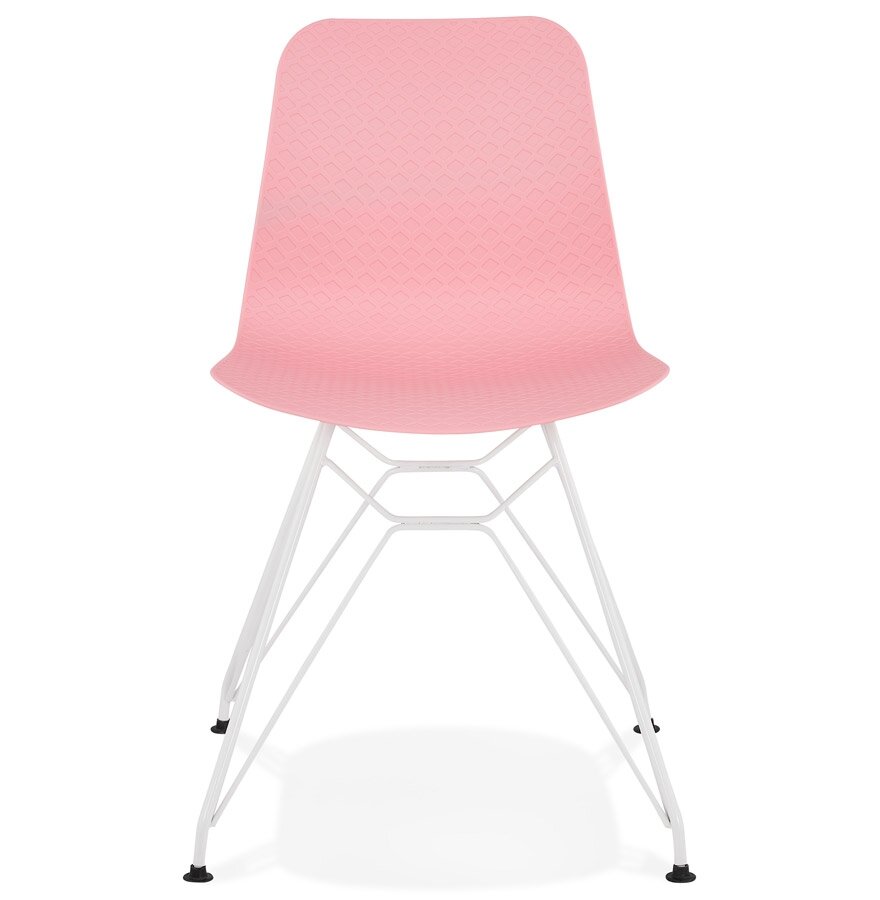 Moderne stoel &#039;GAUDY&#039; roze met wit metalen voet