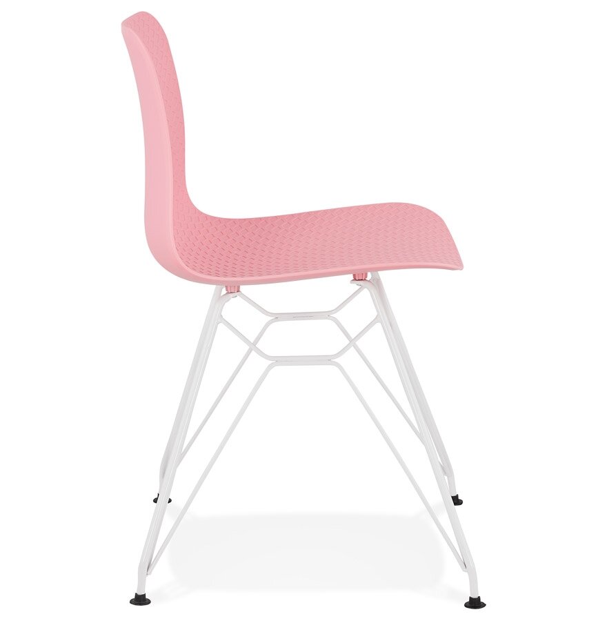 Moderne stoel &#039;GAUDY&#039; roze met wit metalen voet