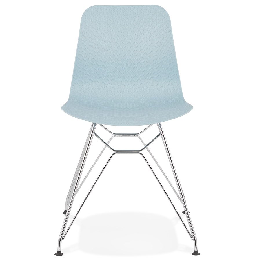 Design stoel &#039;GAUDY&#039; blauw met verchroomd metalen voet