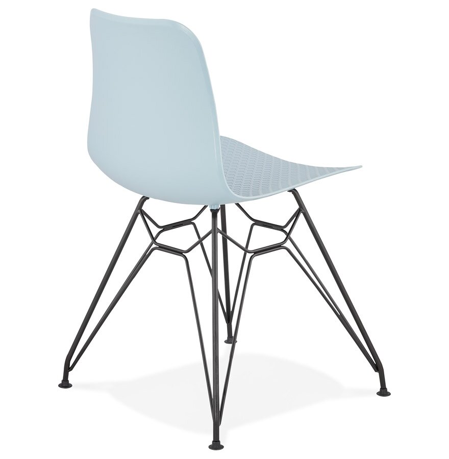Design stoel &#039;GAUDY&#039; blauw industri&euml;le stijl met zwart metalen voet